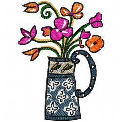Vase For Flowers Embroidery Design 6